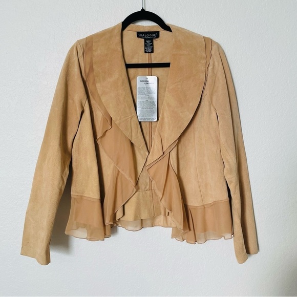 Dialogue Jackets & Blazers - NWT Dialogue woman’s genuine leather jacket size Small openfront feminine winter